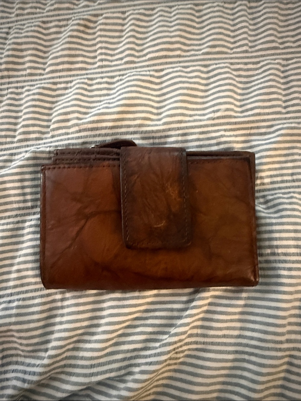 Brown Leather Wallet with Snap Closure